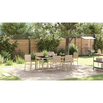 Garden Dining Set 7 pcs Beige Poly Rattan