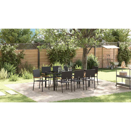Garden Dining Set 9 pcs Black Poly Rattan