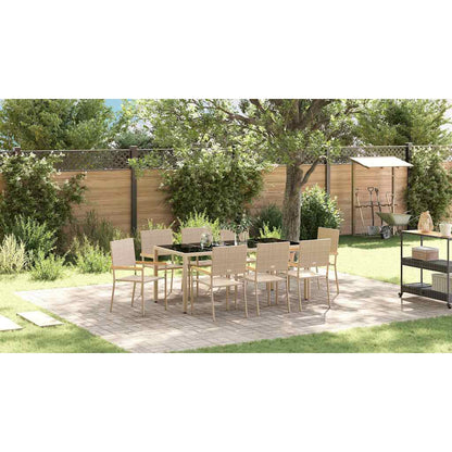 Garden Dining Set 9 pcs Beige Poly Rattan