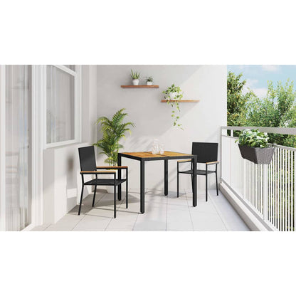 Garden Dining Set 3 pcs Black Poly Rattan