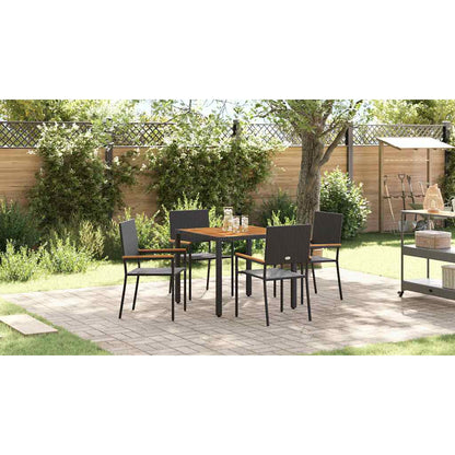 Garden Dining Set 5 pcs Black Poly Rattan