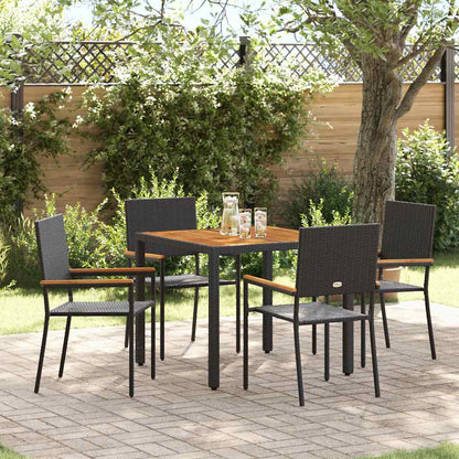 Garden Dining Set 5 pcs Black Poly Rattan