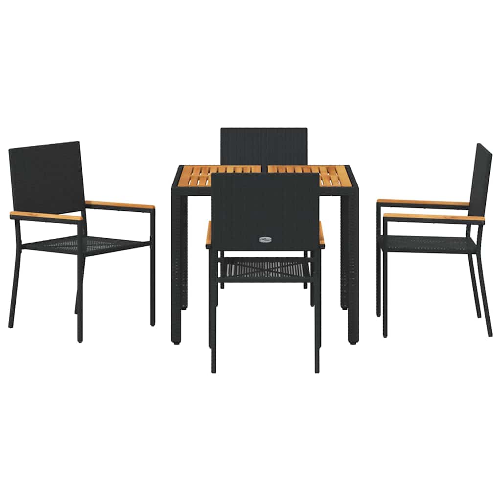 Garden Dining Set 5 pcs Black Poly Rattan