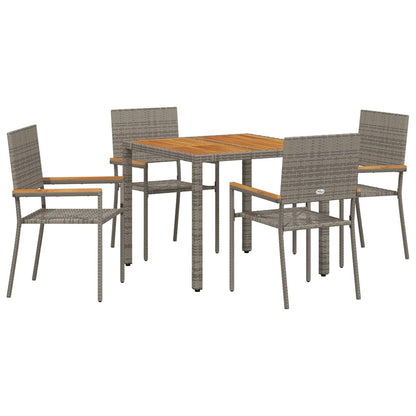 Garden Dining Set 5 pcs Grey Poly Rattan