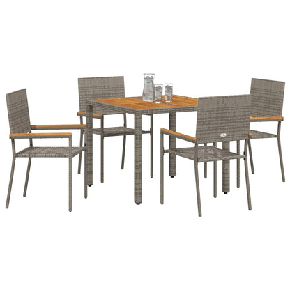 Garden Dining Set 5 pcs Grey Poly Rattan