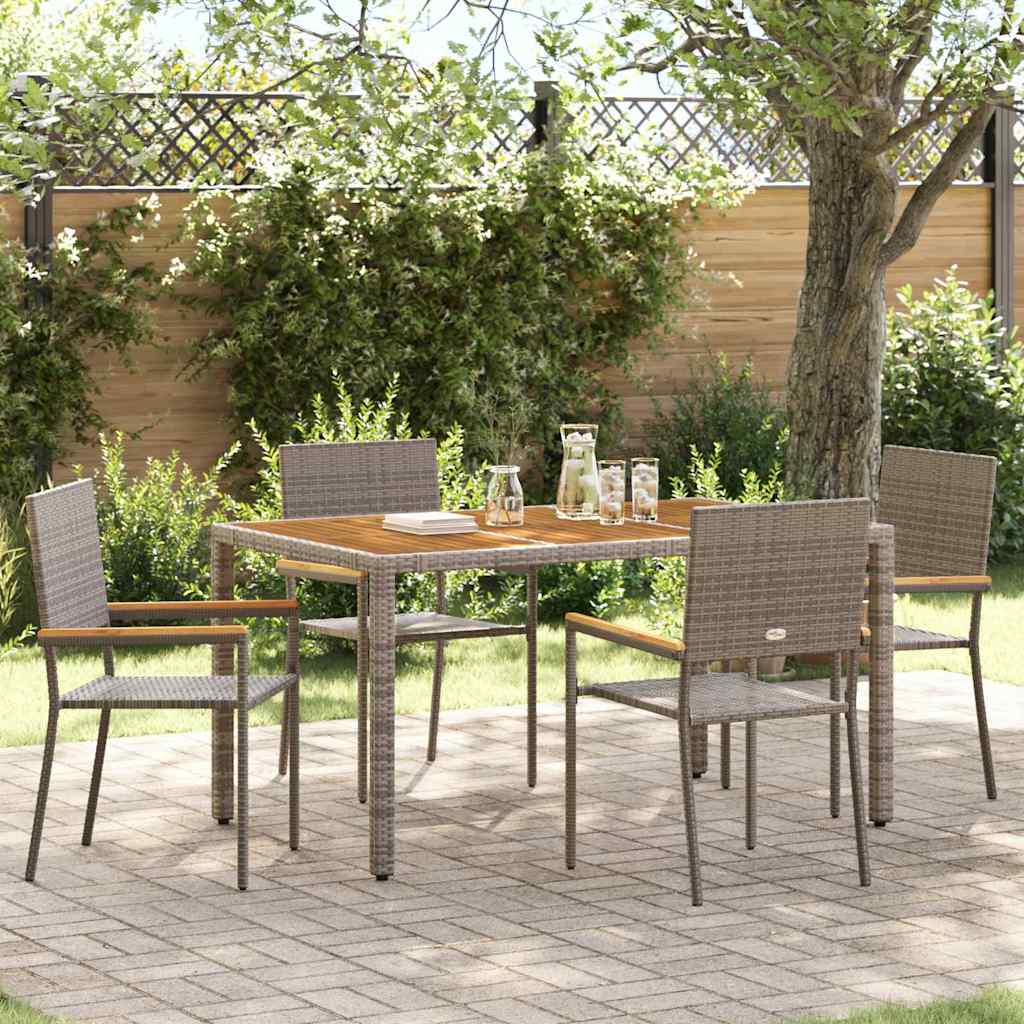 Garden Dining Set 5 pcs Grey Poly Rattan