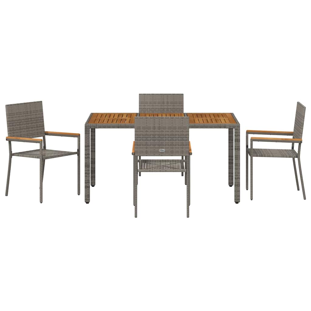 Garden Dining Set 5 pcs Grey Poly Rattan