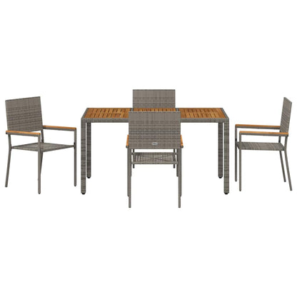 Garden Dining Set 5 pcs Grey Poly Rattan