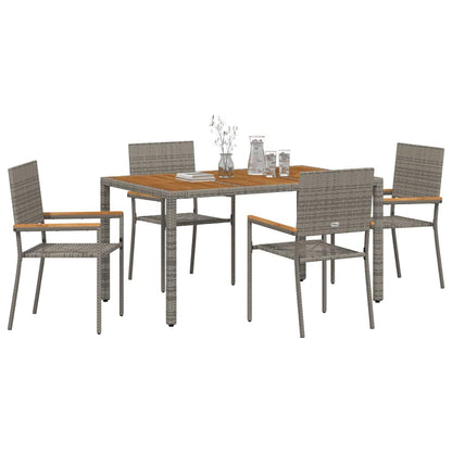 Garden Dining Set 5 pcs Grey Poly Rattan