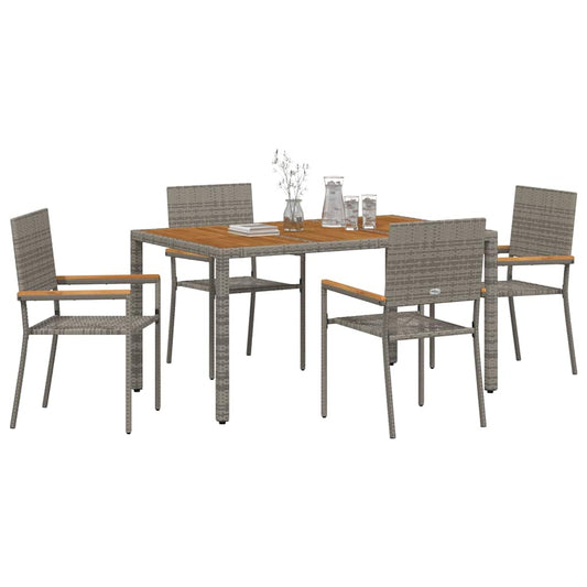 Garden Dining Set 5 pcs Grey Poly Rattan