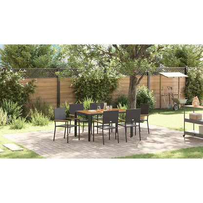 Garden Dining Set 7 pcs Black Poly Rattan