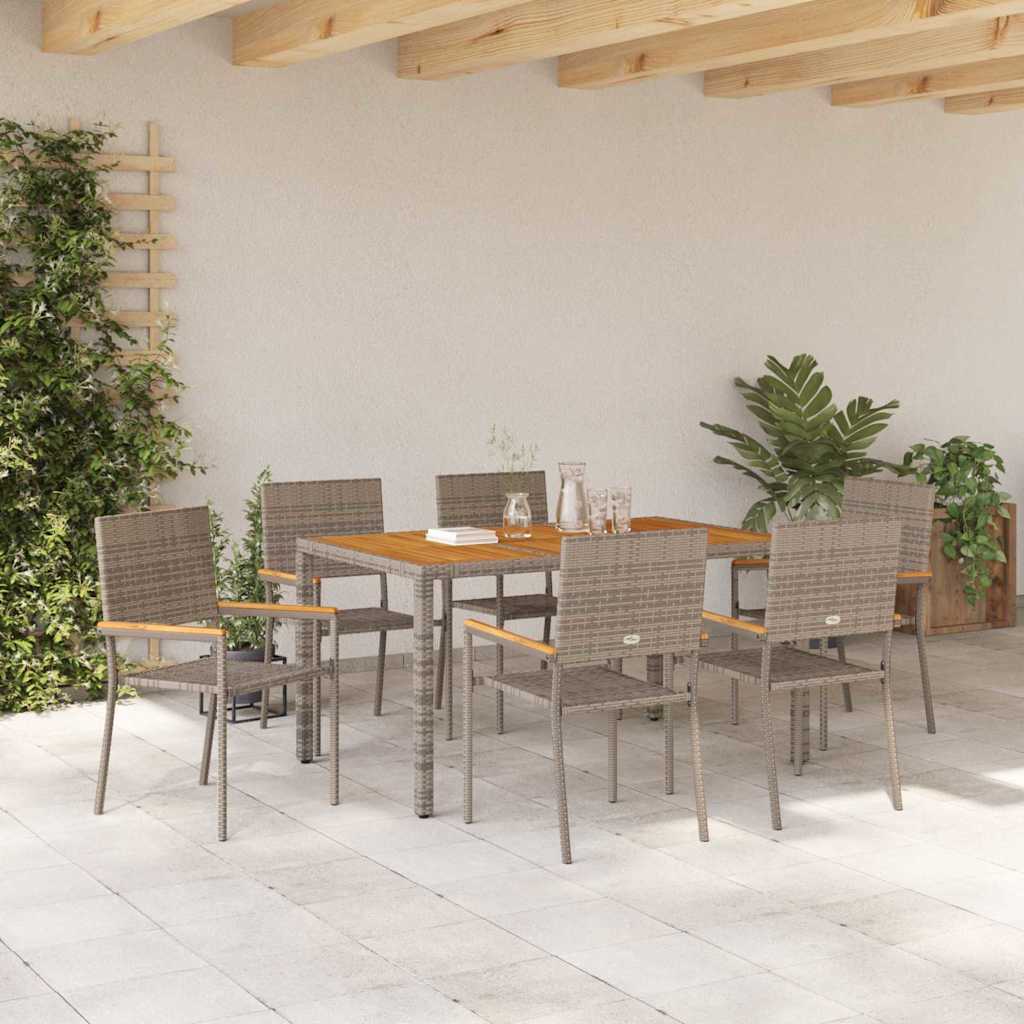 Garden Dining Set 7 pcs Grey Poly Rattan