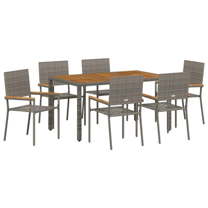 Garden Dining Set 7 pcs Grey Poly Rattan