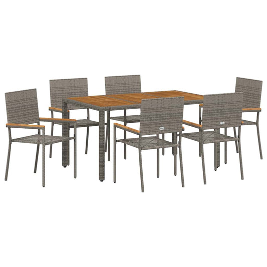 Garden Dining Set 7 pcs Grey Poly Rattan