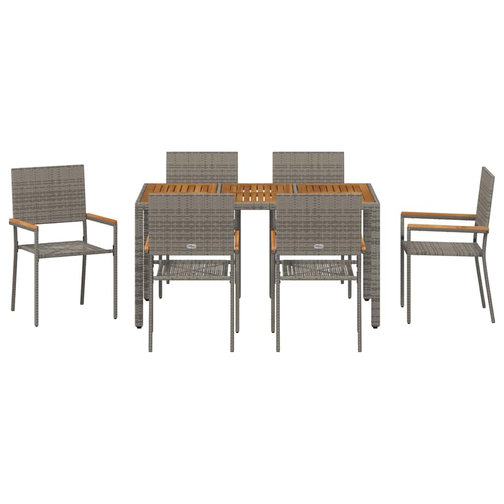 Garden Dining Set 7 pcs Grey Poly Rattan