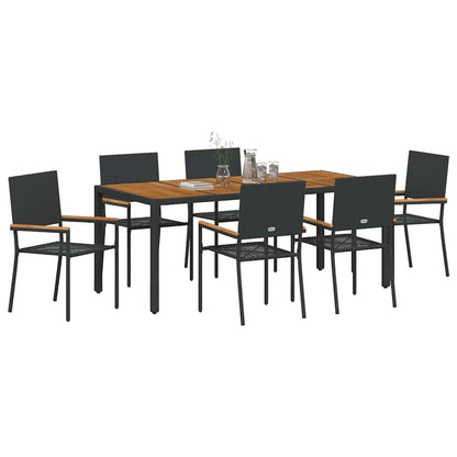 Garden Dining Set 7 pcs Black Poly Rattan