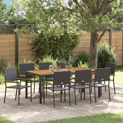 Garden Dining Set 9 pcs Black Poly Rattan