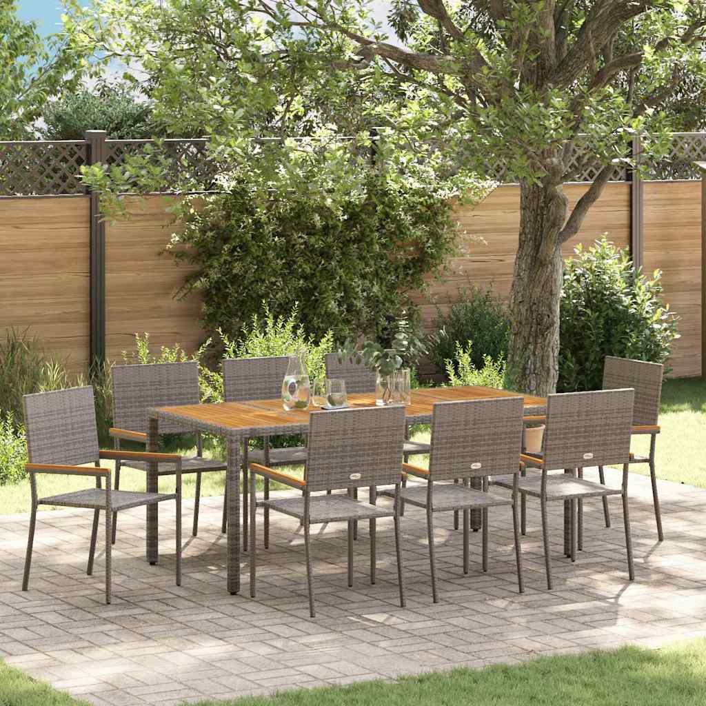 Garden Dining Set 9 pcs Grey Poly Rattan