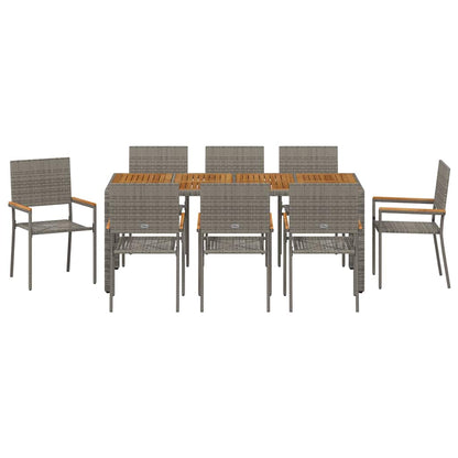 Garden Dining Set 9 pcs Grey Poly Rattan