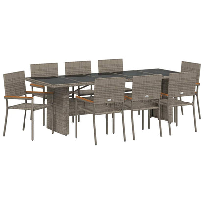 Garden Dining Set 9 pcs Grey Poly Rattan