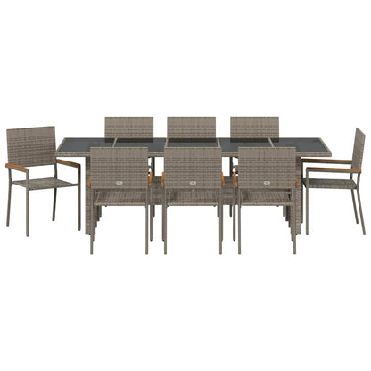 Garden Dining Set 9 pcs Grey Poly Rattan