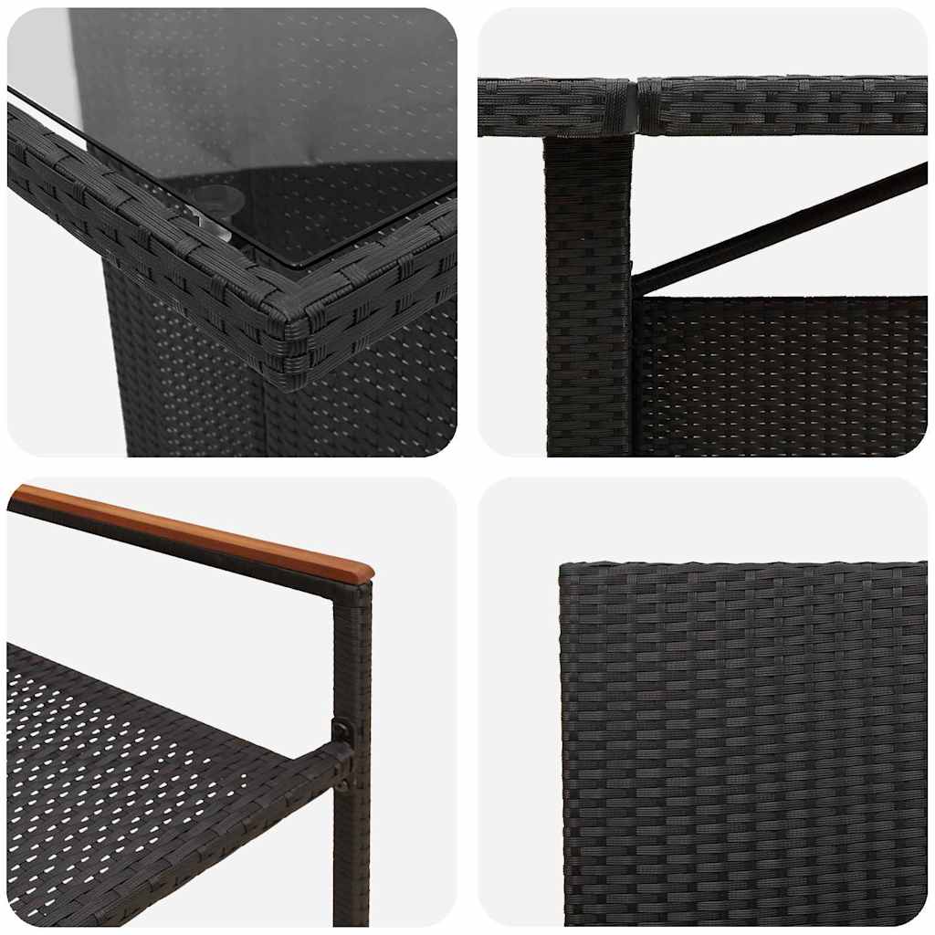 Garden Dining Set 11 pcs Black Poly Rattan