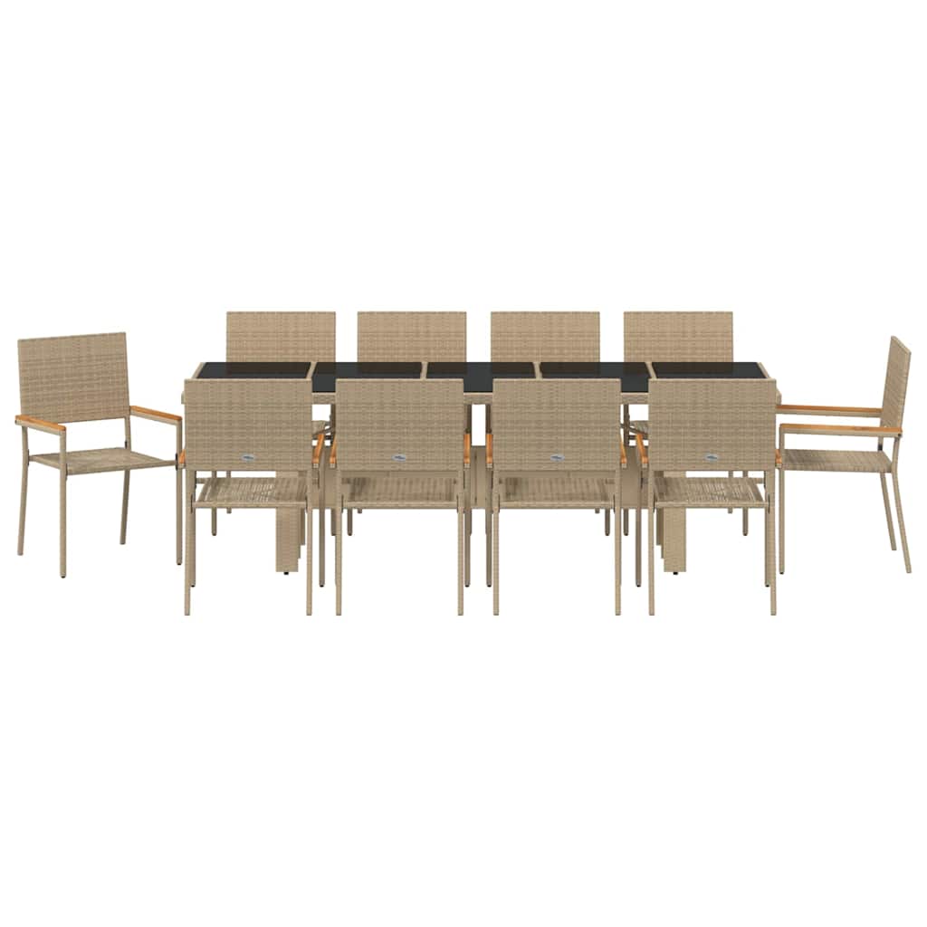 Garden Dining Set 11 pcs Beige Poly Rattan