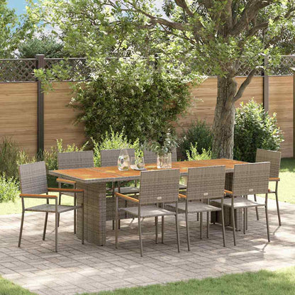 Garden Dining Set 9 pcs Grey Poly Rattan