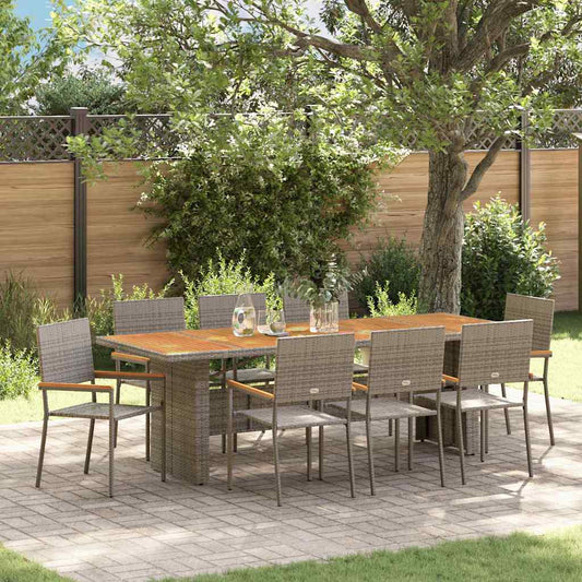 Garden Dining Set 9 pcs Grey Poly Rattan