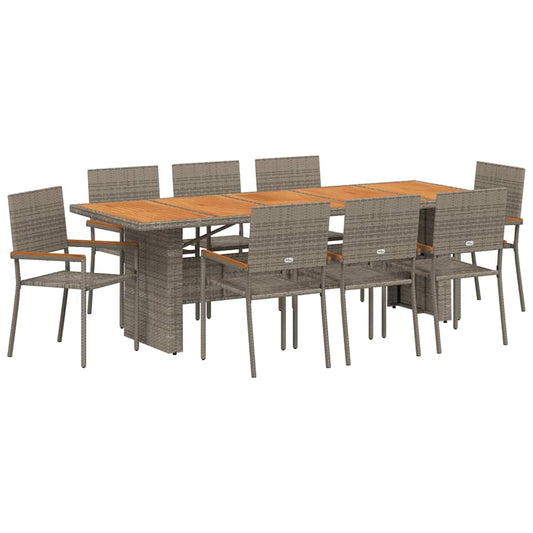 Garden Dining Set 9 pcs Grey Poly Rattan