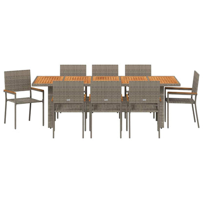 Garden Dining Set 9 pcs Grey Poly Rattan