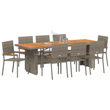 Garden Dining Set 9 pcs Grey Poly Rattan