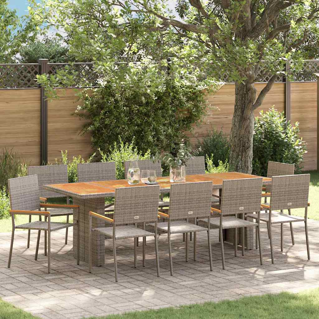 Garden Dining Set 11 pcs Grey Poly Rattan