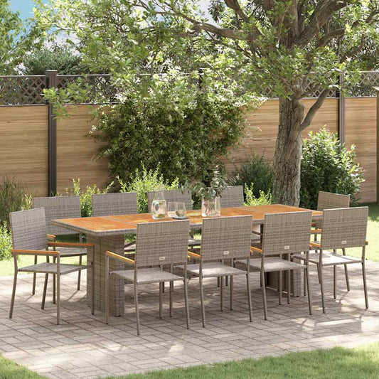 Garden Dining Set 11 pcs Grey Poly Rattan