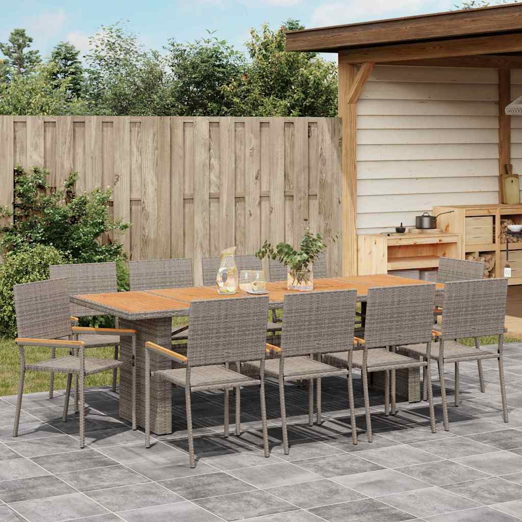 Garden Dining Set 11 pcs Grey Poly Rattan