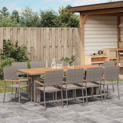 Garden Dining Set 11 pcs Grey Poly Rattan