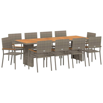 Garden Dining Set 11 pcs Grey Poly Rattan