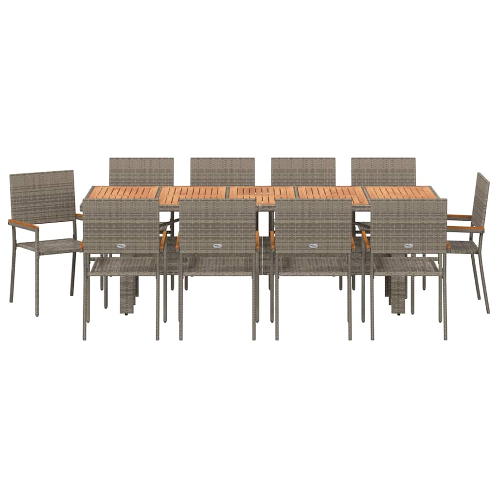 Garden Dining Set 11 pcs Grey Poly Rattan