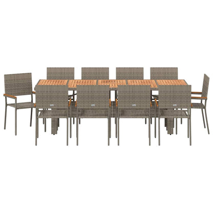Garden Dining Set 11 pcs Grey Poly Rattan