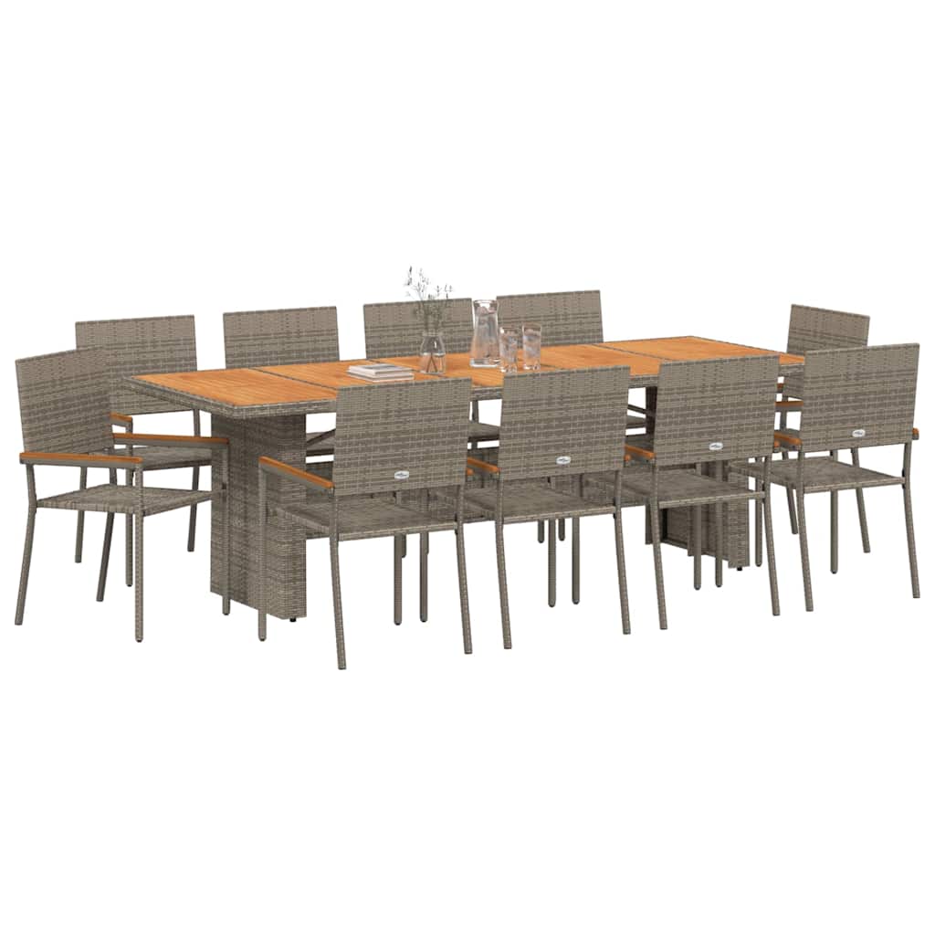 Garden Dining Set 11 pcs Grey Poly Rattan