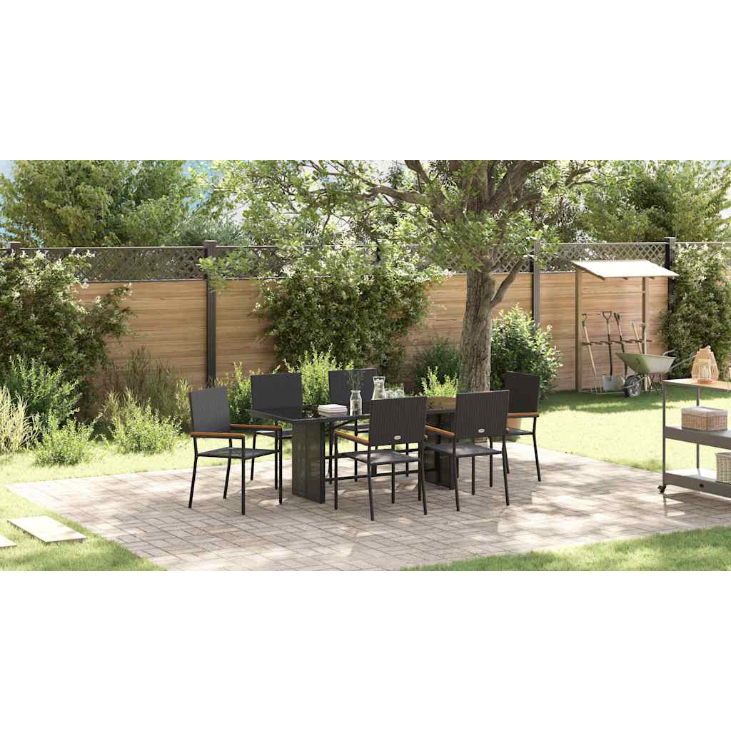 Garden Dining Set 7 pcs Black Poly Rattan