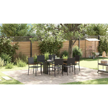 Garden Dining Set 7 pcs Black Poly Rattan