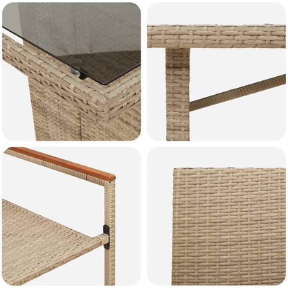 Garden Dining Set 7 pcs Beige Poly Rattan