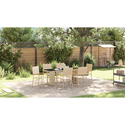 Garden Dining Set 7 pcs Beige Poly Rattan