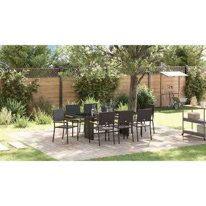 Garden Dining Set 9 pcs Black Poly Rattan