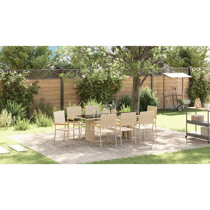 Garden Dining Set 9 pcs Beige Poly Rattan