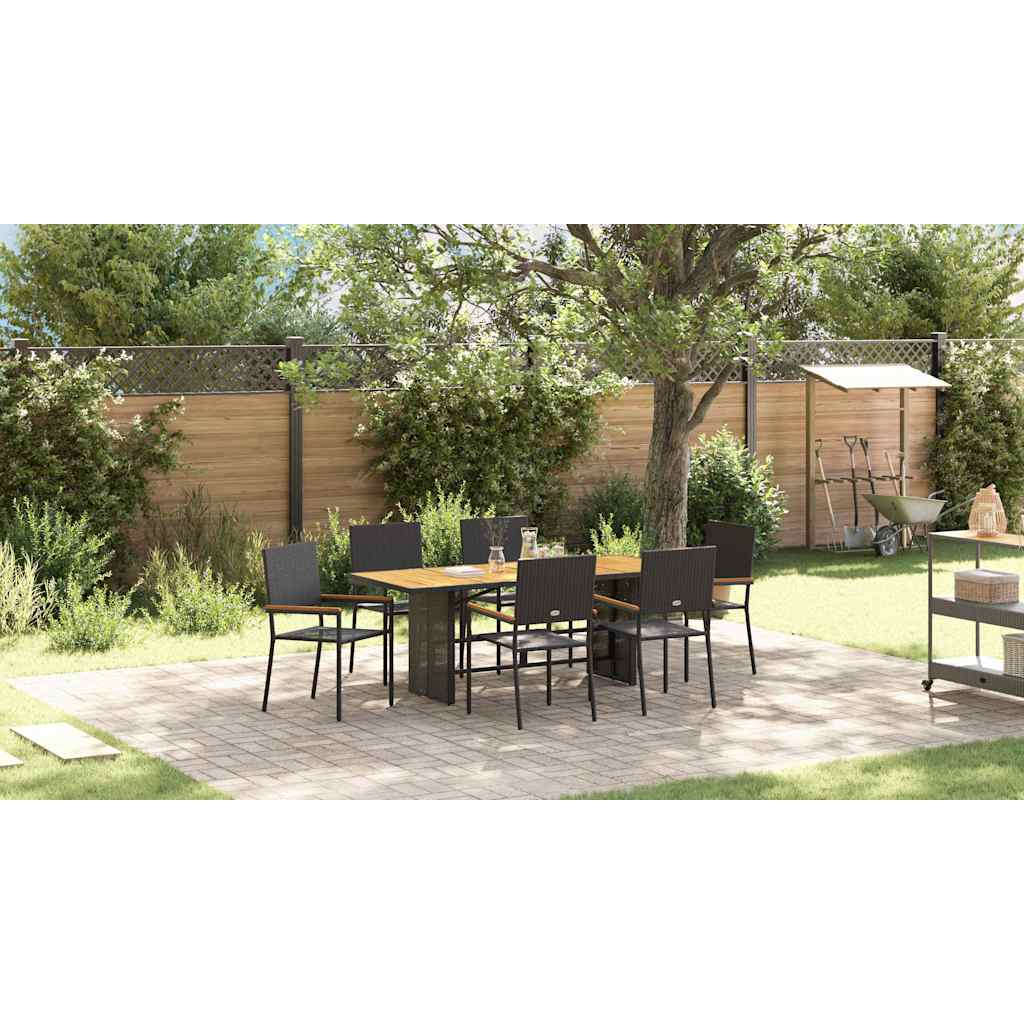 Garden Dining Set 7 pcs Black Poly Rattan