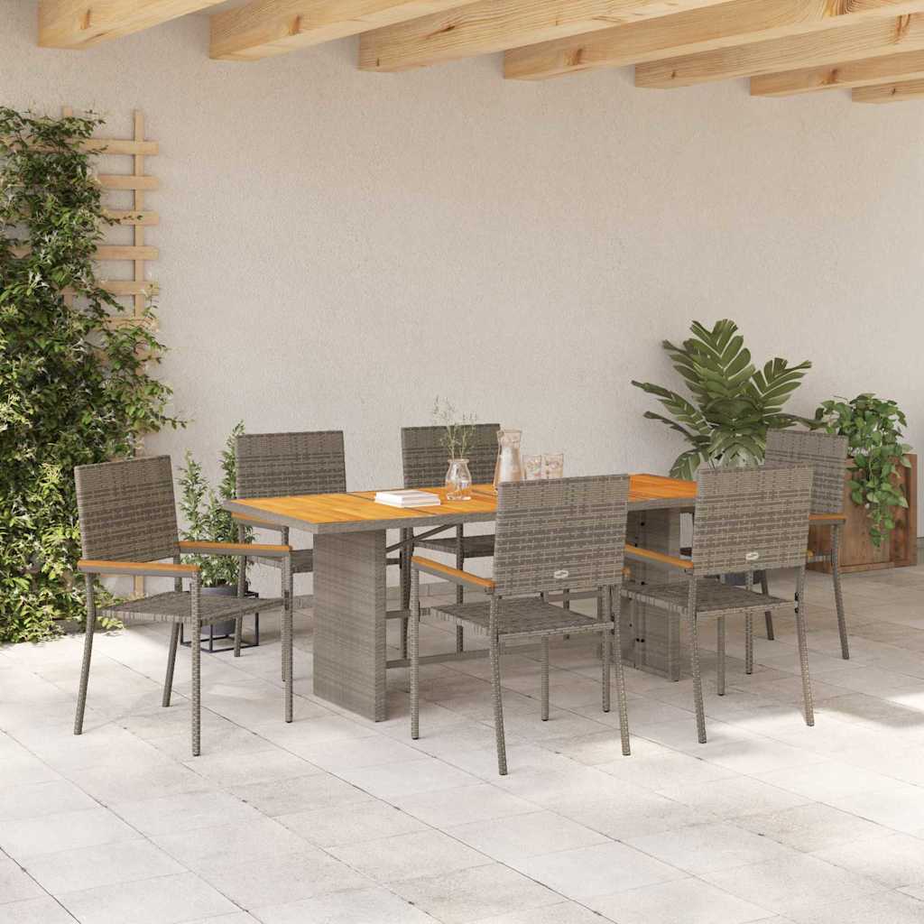 Garden Dining Set 7 pcs Grey Poly Rattan