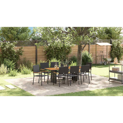 Garden Dining Set 9 pcs Black Poly Rattan