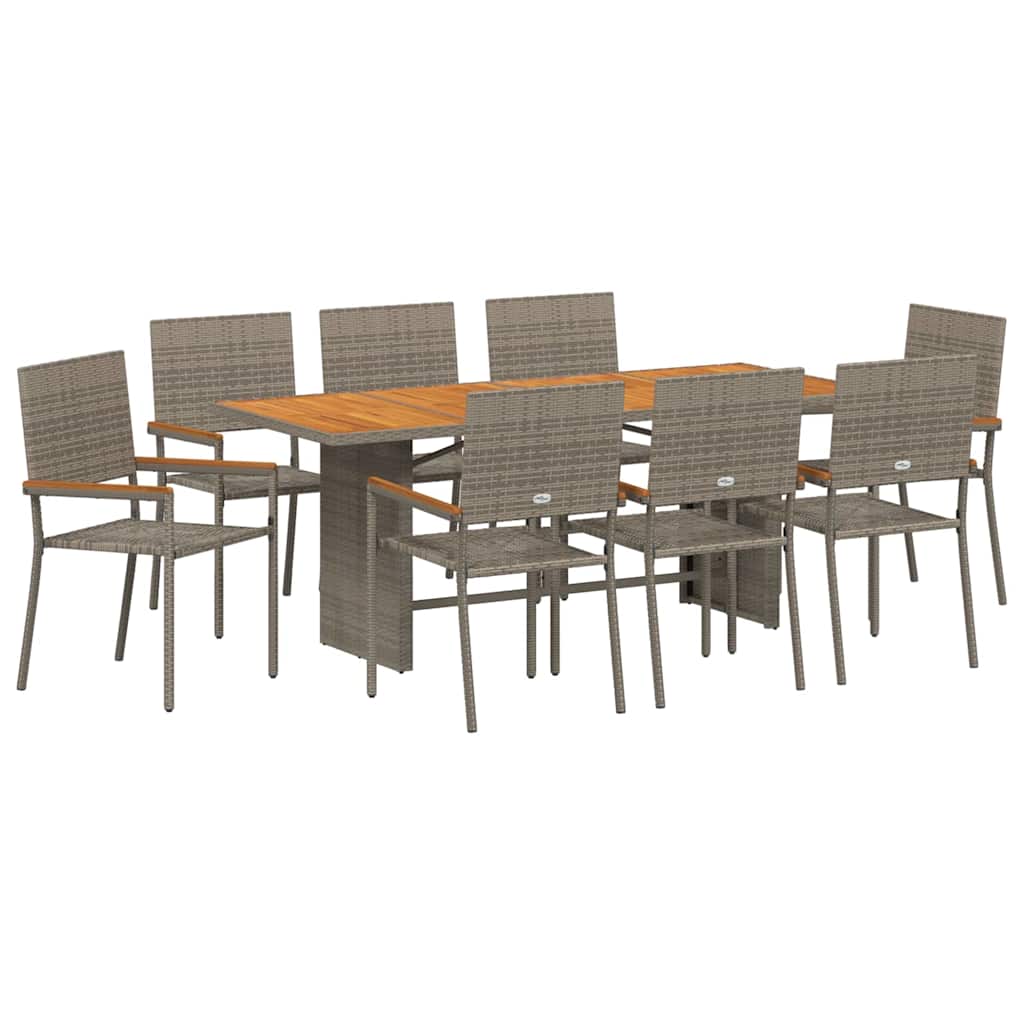 Garden Dining Set 9 pcs Grey Poly Rattan